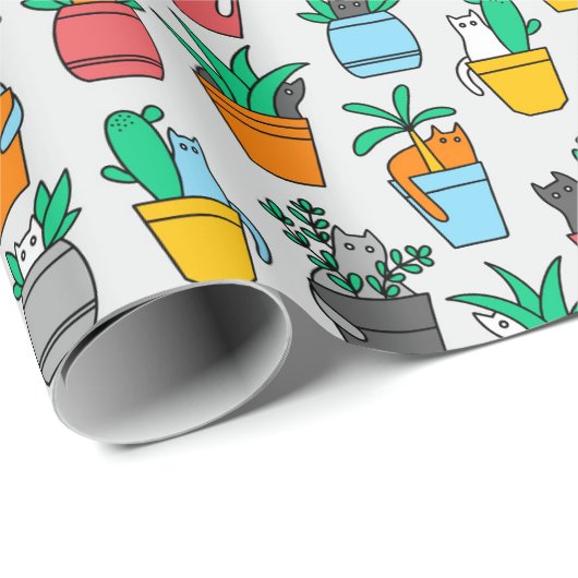 Cats in the flowerpots cadeaupapier (Rol Hoek)