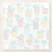 Cats in the flowerpots glazen onderzetter (Achterkant)