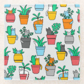 Cats in the flowerpots glazen onderzetter (Voorkant)