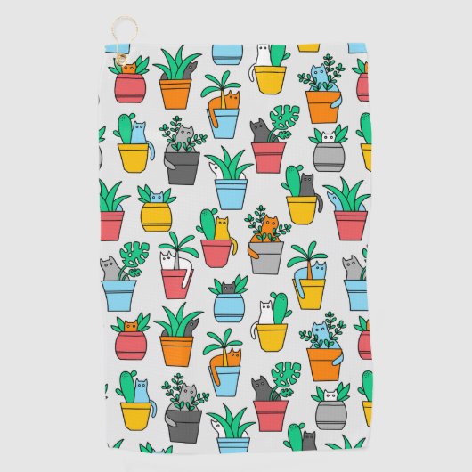 Cats in the flowerpots golfhanddoek (Voorkant)