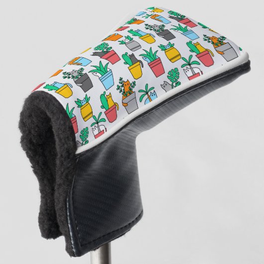 Cats in the flowerpots golfheadcover (3/4 voorkant)