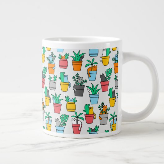 Cats in the flowerpots grote koffiekop (Rechts)