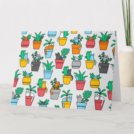 Cats in the flowerpots kaart (Voorkant)