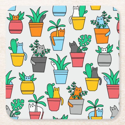 Cats in the flowerpots kartonnen onderzetters (Voorkant)
