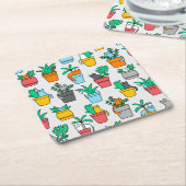 Cats in the flowerpots kartonnen onderzetters (Schuin)