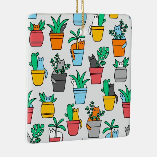 Cats in the flowerpots keramisch ornament (Rechts)