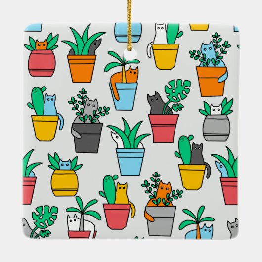 Cats in the flowerpots keramisch ornament (Achterkant)