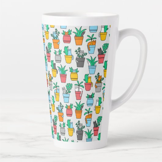 Cats in the flowerpots latte mok (Rechts)