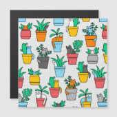 Cats in the flowerpots magnetische uitnodiging (Voorkant / Achterkant)