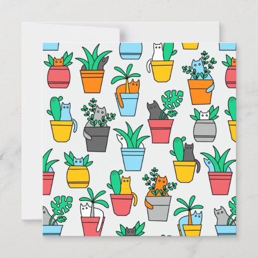 Cats in the flowerpots magnetische uitnodiging (Voorkant)