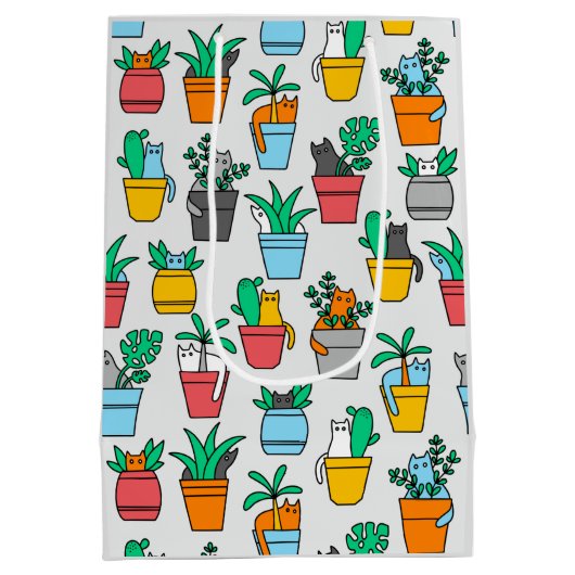 Cats in the flowerpots medium cadeauzakje (Achterkant)