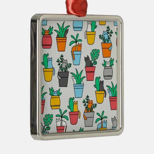 Cats in the flowerpots metalen ornament (Rechts)