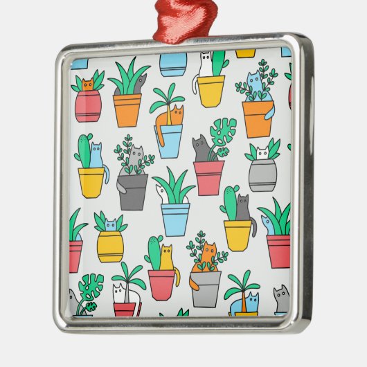 Cats in the flowerpots metalen ornament (Links)