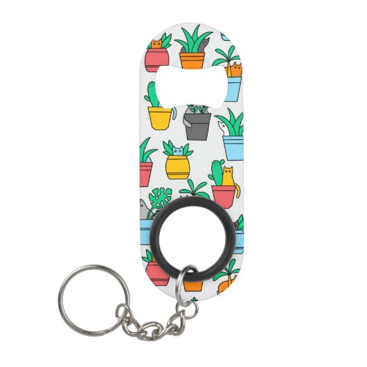 Cats in the flowerpots mini flessenopener (Voorkant)