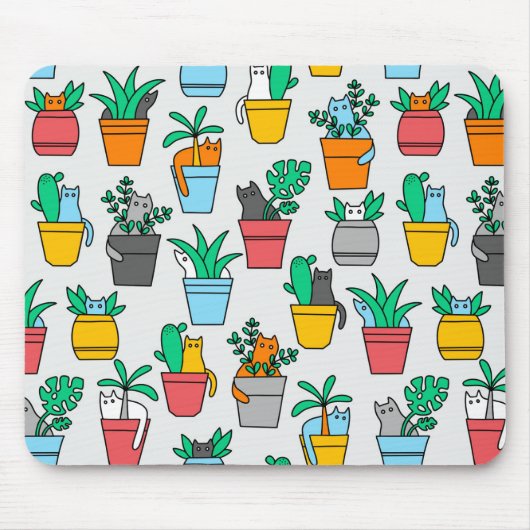 Cats in the flowerpots muismat (Voorkant)