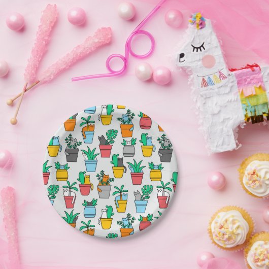 Cats in the flowerpots papieren bordje (Feest)