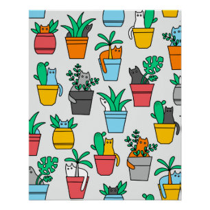 Cats in the flowerpots perfect poster