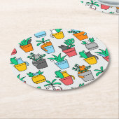 Cats in the flowerpots ronde kartonnen onderzetter (Gebogen)