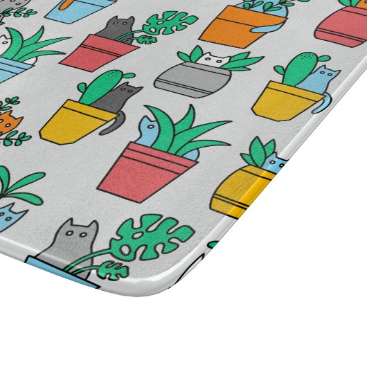 Cats in the flowerpots snijplank (Hoek)