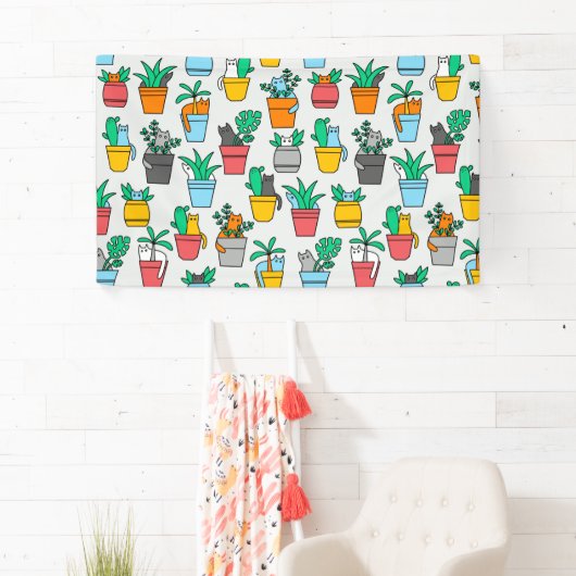 Cats in the flowerpots spandoek (Insitu)