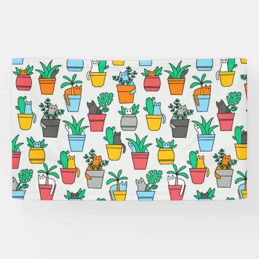 Cats in the flowerpots spandoek (Horizontaal)