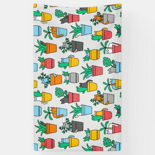 Cats in the flowerpots spandoek (Verticaal)