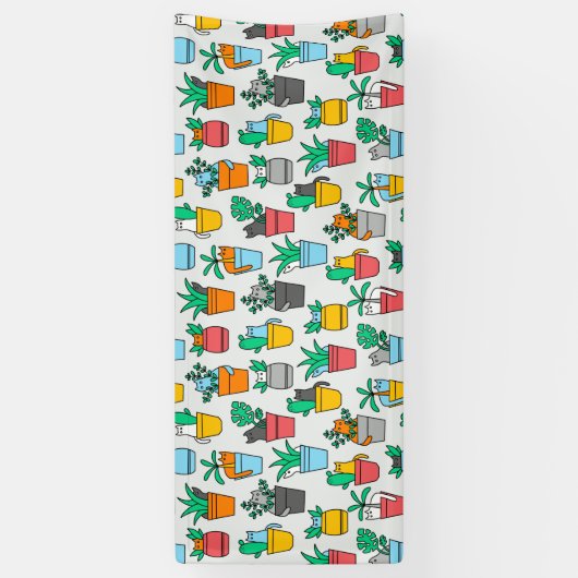 Cats in the flowerpots spandoek (Verticaal)