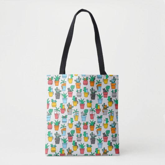 Cats in the flowerpots tote bag (Voorkant)