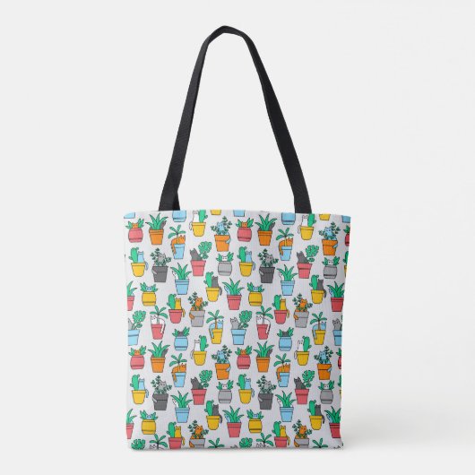 Cats in the flowerpots tote bag (Achterkant)