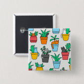 Cats in the flowerpots vierkante button 5,1 cm (Voorkant /achterkant)