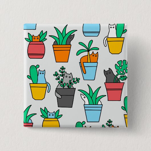 Cats in the flowerpots vierkante button 5,1 cm (Voorkant)