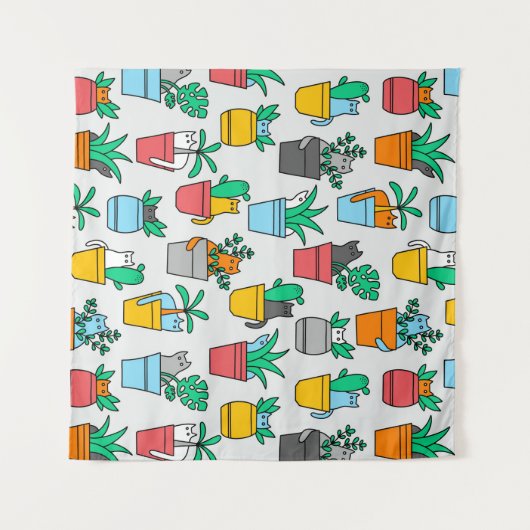 Cats in the flowerpots wandkleed (Voorkant (horizontaal))