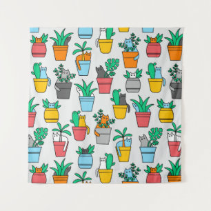 Cats in the flowerpots wandkleed