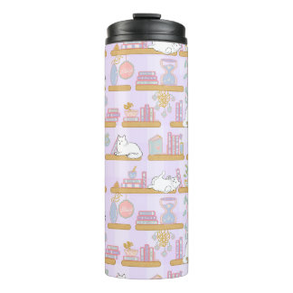 Cats In the Library Thermal Tumbler Girly Purple Thermosbeker