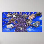 Cats in Tree Whimsical Art Poster (Voorkant)