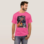 Cats Invasion Attack Cosmos Space Galaxy UFO Alien T-shirt (Voorkant volledig)
