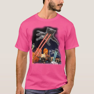 Cats Invasion Attack Cosmos Space Galaxy UFO Alien T-shirt