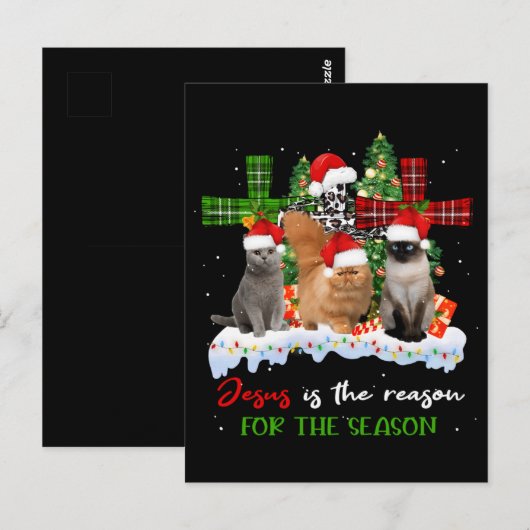 Cats Jesus is de reden voor het kerstfeest.. Briefkaart (Voorkant / Achterkant)