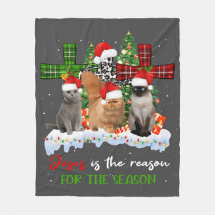 Cats Jesus is de reden voor het kerstfeest.. Fleece Deken