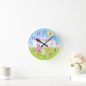 Cats Kittens Castle Pink and Paarse  Ronde Klok (Huis)