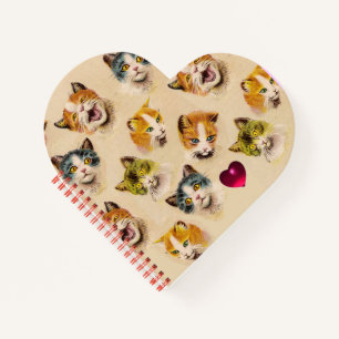 CATS, KITTENS Funny  Cat Portraits Red Heart Notitieboek