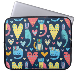 Cats Love: Kleurrijke Naadloos Laptop Sleeve