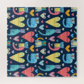 Cats Love: Kleurrijke  Naadloos Legpuzzel (Horizontaal)