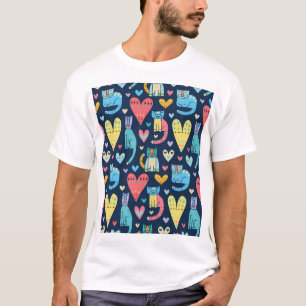 Cats Love: Kleurrijke Naadloos T-shirt