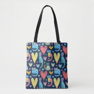 Cats Love: Kleurrijke Naadloos Tote Bag