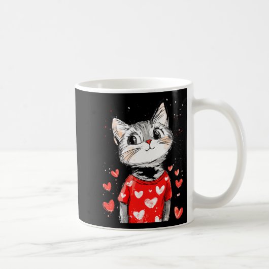 Cats Lover Heart Girls Kitten Valentine’s Day Wome Koffiemok (Rechts)