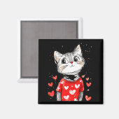 Cats Lover Heart Girls Kitten Valentine’s Day Wome Magneet (Voorkant / Achterkant)