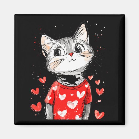 Cats Lover Heart Girls Kitten Valentine’s Day Wome Magneet (Voorkant)