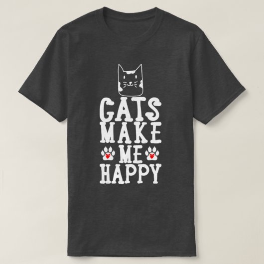 Cats Make Me Happy T-shirt (Design voorkant)