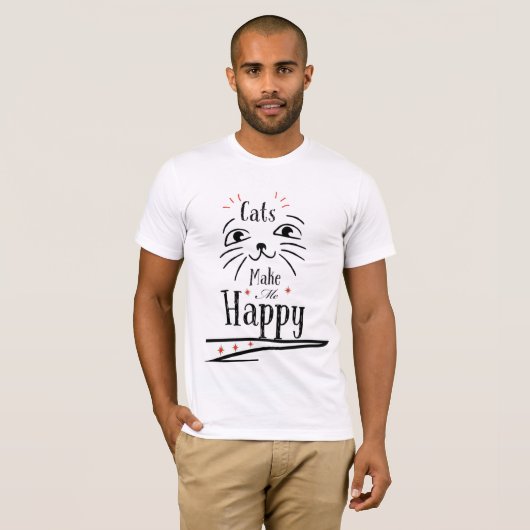 Cats Make Me Happy  T-shirt (Voorkant volledig)